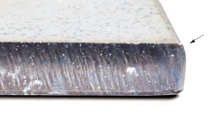 Irregular bevel - concave and convex cut surface shown on a cut away